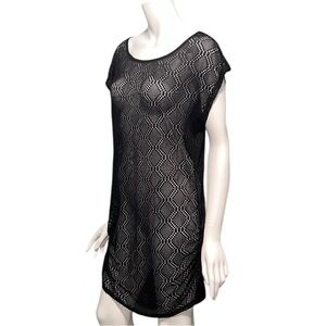 NWT Alexa & Stella Black Perforated Swim Cover Up Medium